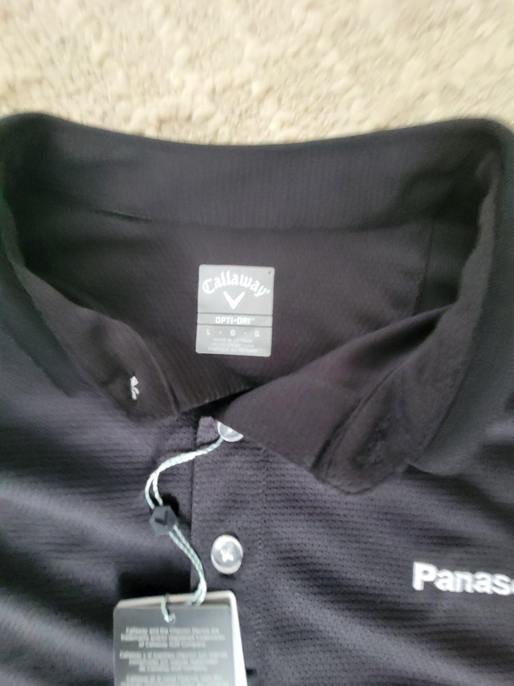 Callaway Black Men's Long-Sleeve Golf Polo with Panasonic Logo, L - Picture 2 of 3